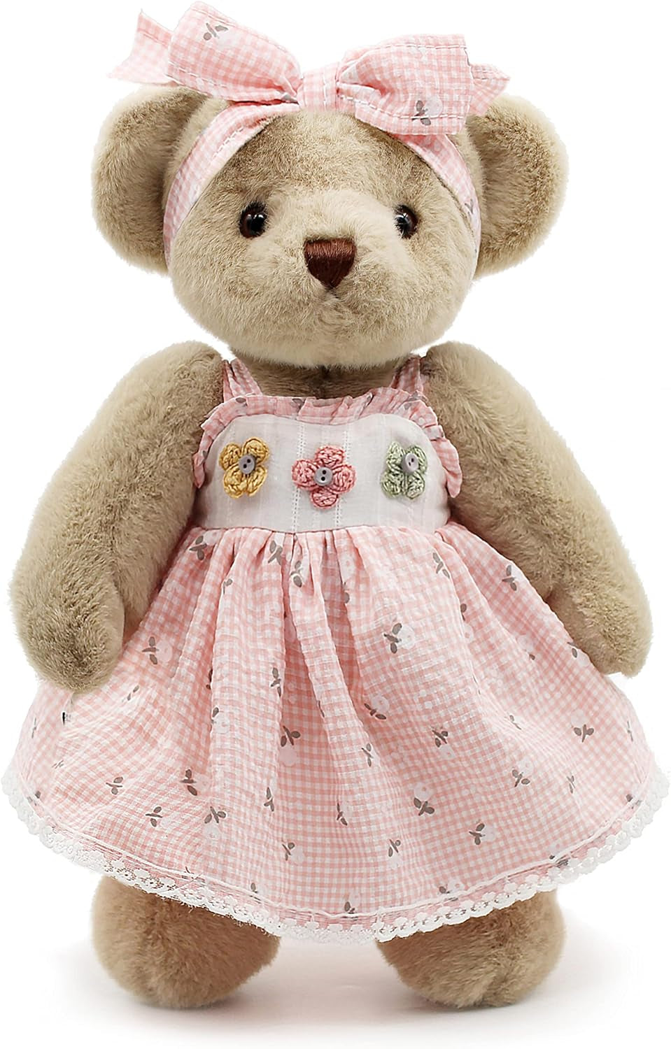 Jointed Teddy Bear Stuffed Animals Small Soft Plush Toy with Cloth (Pink Skirt 13Inch)