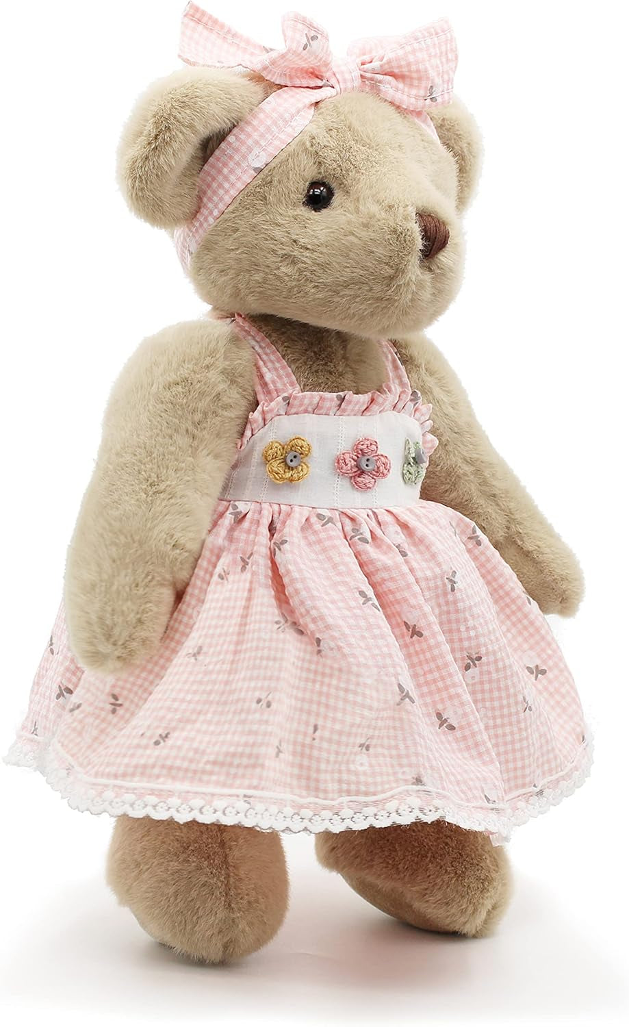 Jointed Teddy Bear Stuffed Animals Small Soft Plush Toy with Cloth (Pink Skirt 13Inch)